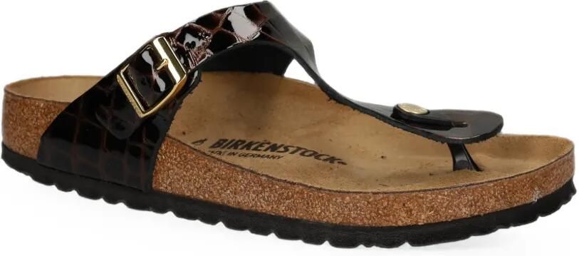 Birkenstock Gizeh leren sandalen met krokodillen-reliëf Bruin - Foto 4