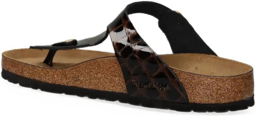 Birkenstock Gizeh leren sandalen met krokodillen-reliëf Bruin - Foto 3