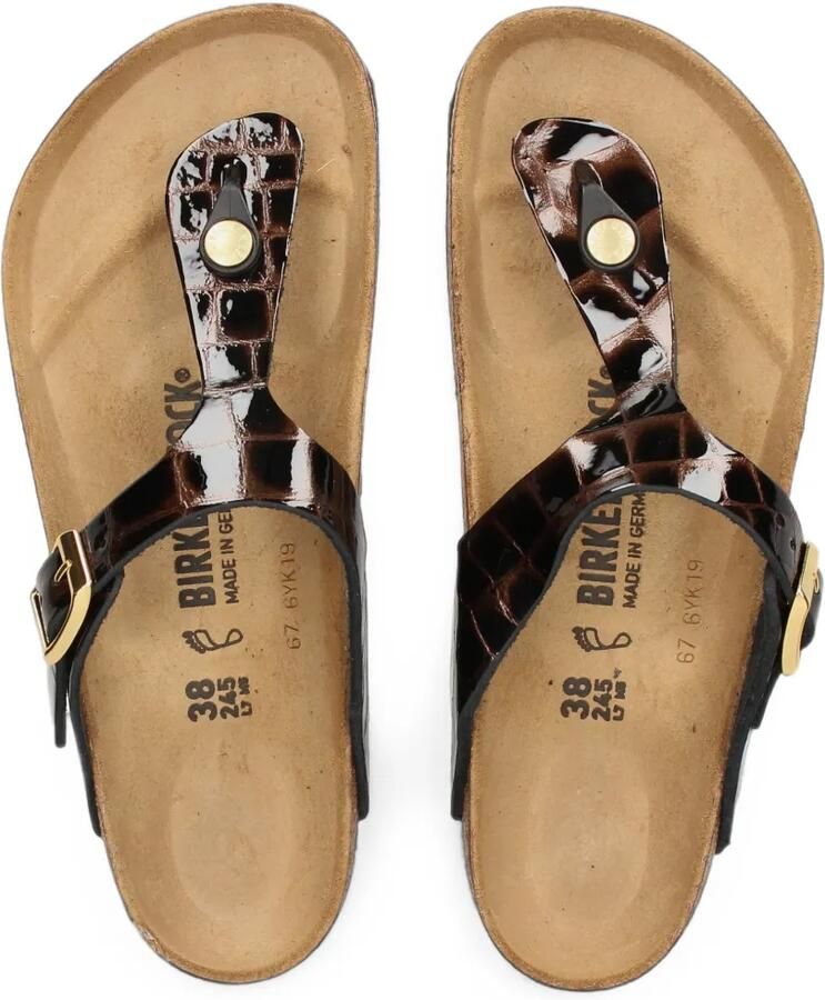 Birkenstock Gizeh leren sandalen met krokodillen-reliëf Bruin - Foto 2