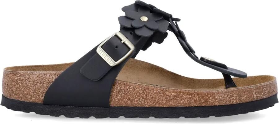 Birkenstock Gizeh sandalen met bloemen Zwart