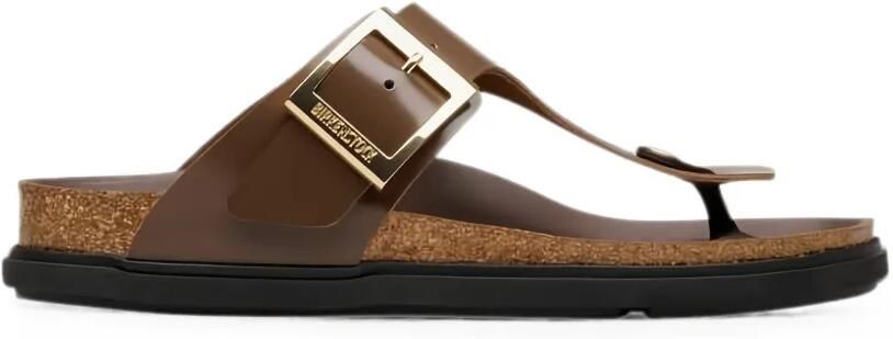 Birkenstock Gizeh sandalen met gesp Bruin