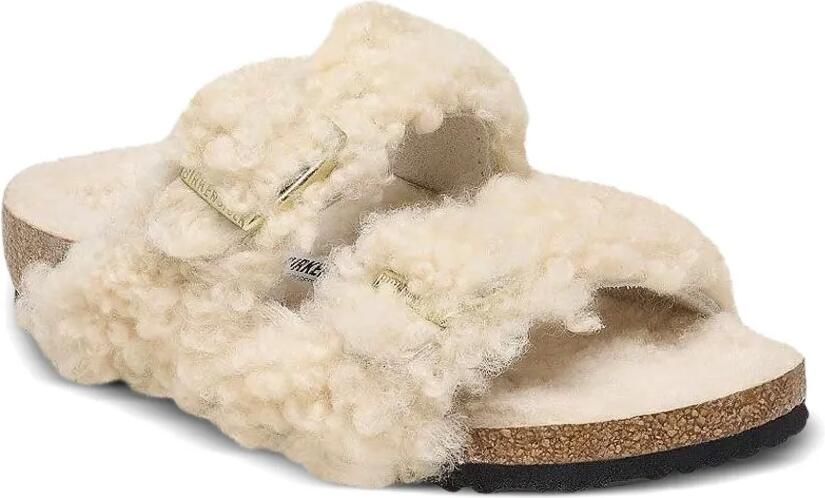 Birkenstock Kids Arizona lammy sandalen Beige