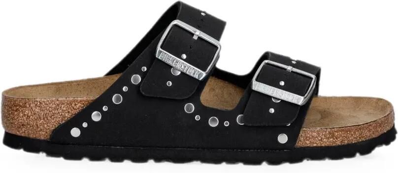 Birkenstock Kids Arizona Rivet Border sandalen met gespsluiting en studs Zwart