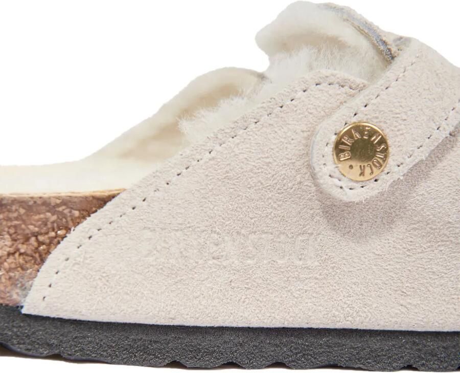 Birkenstock Kids Boston suède slippers Beige
