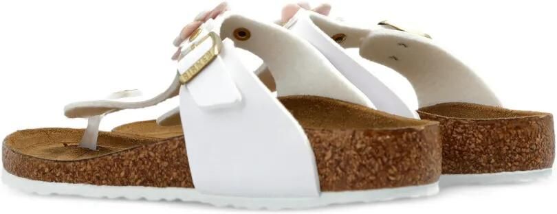 Birkenstock Kids Gizeh sandalen met bloe gesp Wit