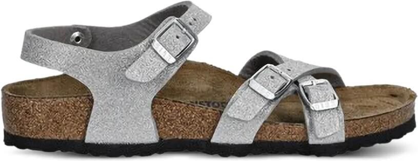 Birkenstock Kids Kumba sandalen met glitter-effect en gesp Zilver