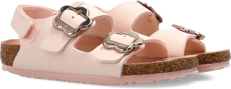 Birkenstock Kids Milano sandalen met bloe gesp Roze