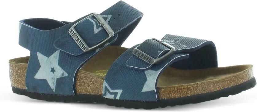 Birkenstock Kids New York sandalen met sterrenprint en gespsluiting Blauw
