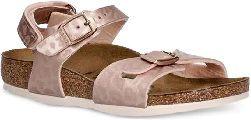 Birkenstock Kids Rio sandalen met luipaardprint en gespsluiting Roze