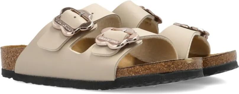 Birkenstock Kids Sandalen met bloemgesp Beige