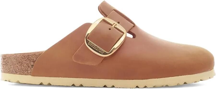 Birkenstock Leren klompen met gesp Bruin