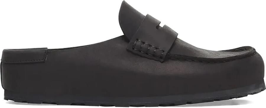 Birkenstock Leren slippers met penny bandje Zwart