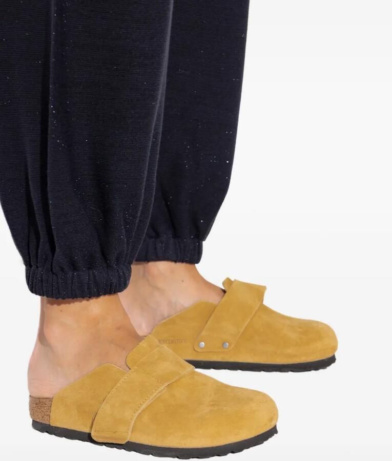 Birkenstock Loma suède muiltjes met klittenband Geel