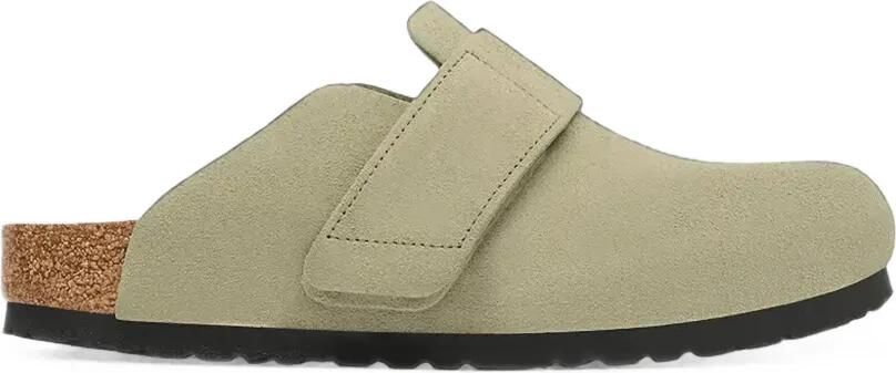 Birkenstock Luma suède muiltjes met klittenband Groen
