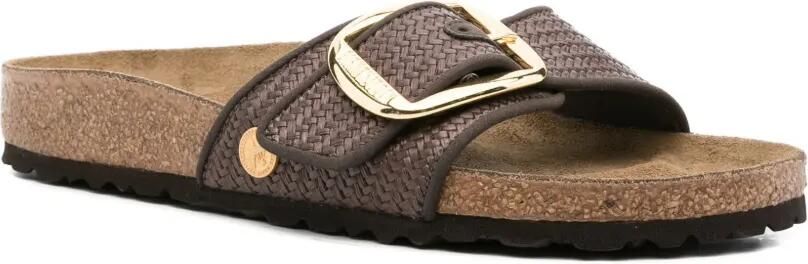 Birkenstock Madrid Big Buckle raffia sandalen Bruin - Foto 4
