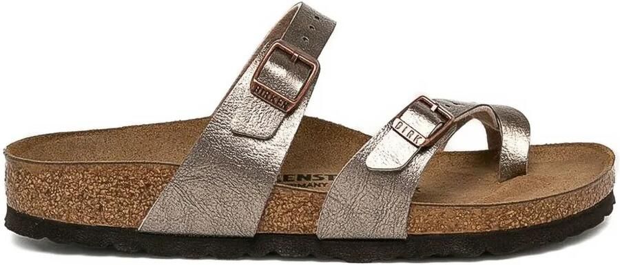Birkenstock Mayari metallic sandalen met dubbele gesp Beige