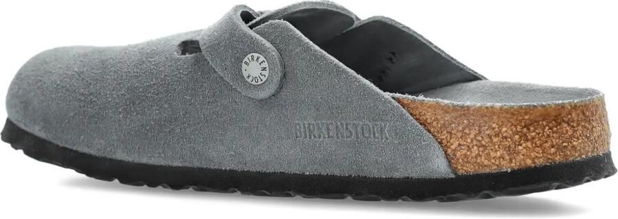 Birkenstock Suède muiltjes met gesp Grijs