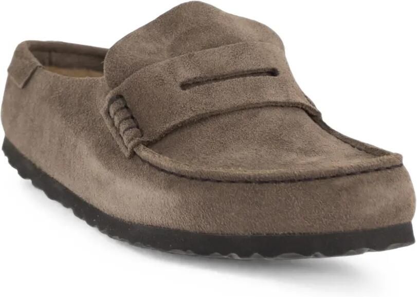 Birkenstock Naples kalfssuède muiltjes Bruin