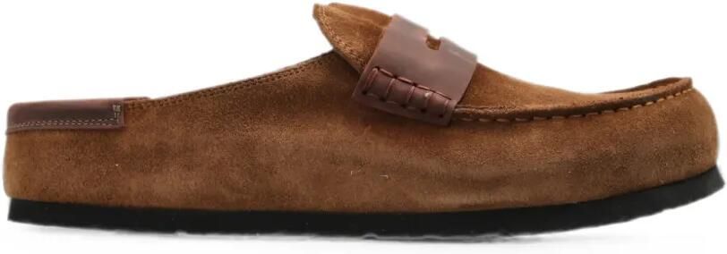 Birkenstock Naples suède muiltjes Bruin