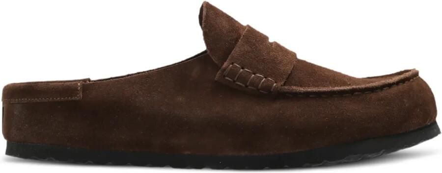 Birkenstock Naples suède slip-on muiltjes Bruin