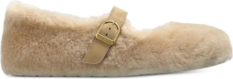 Birkenstock Santa Clarita ballerina's met lammy afwerking Beige