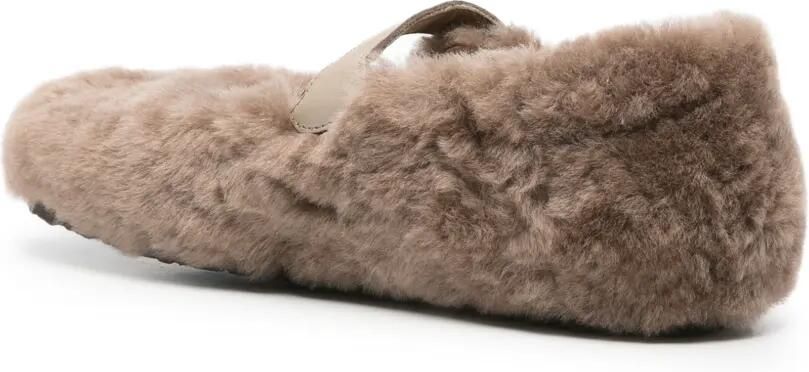 Birkenstock Santa Clarita lammy ballerina's met gespsluiting Bruin - Foto 4