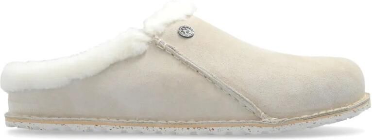 Birkenstock Slippers met afwerking van imitatiebont Beige
