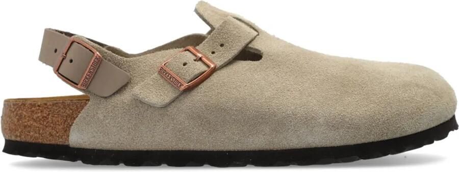 Birkenstock Tokio suède slingback sandalen Beige