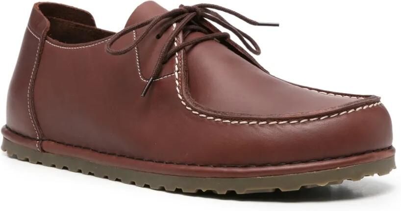 Birkenstock Utti Lace leren sneakers met contrasterende stiksels Bruin