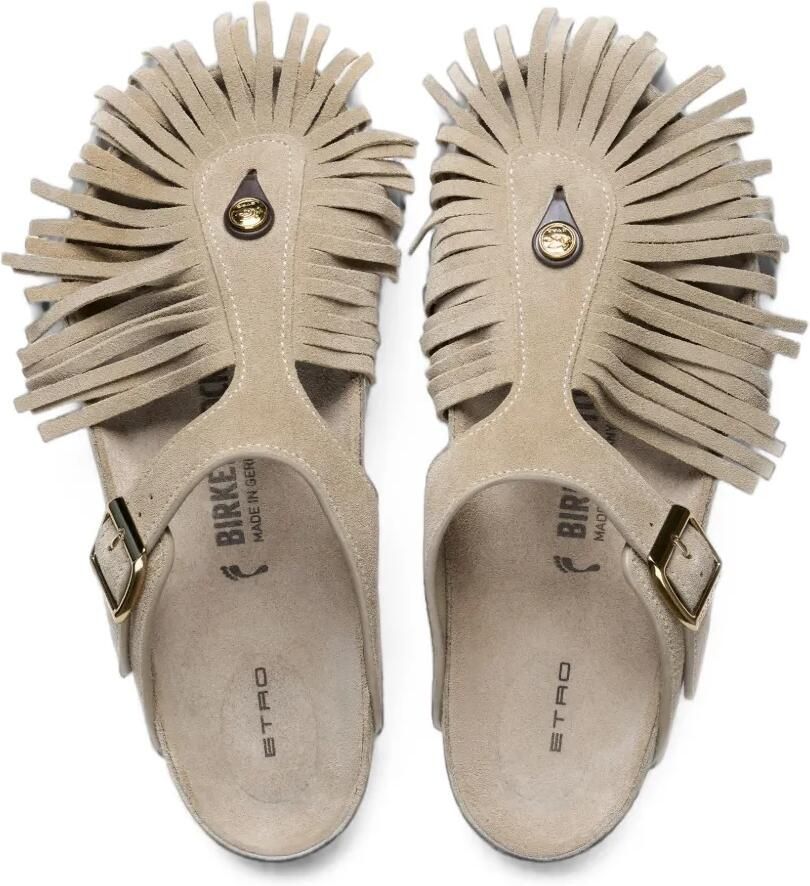 Birkenstock x Etro Gizeh suède sandalen met franje Beige - Foto 2