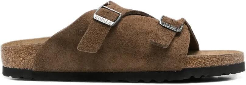 Birkenstock Zurich suède sandalen met gespsluiting Bruin
