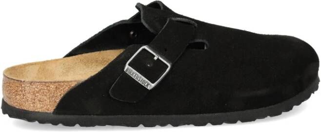 Birkenstock Boston slippers met gesp Zwart