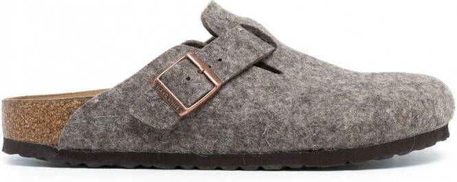 Birkenstock Boston vilten muiltjes Bruin