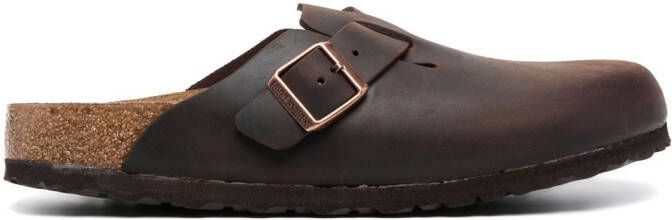 Birkenstock Boston leren slippers Bruin