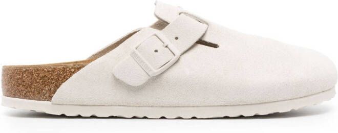 Birkenstock Boston leren slippers Wit