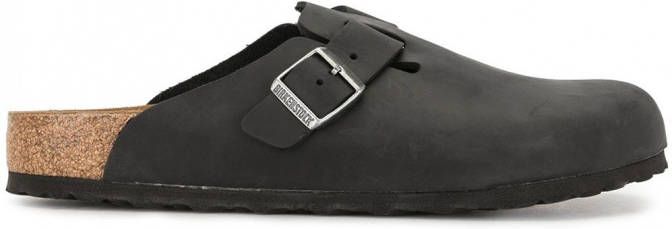 Birkenstock Boston slippers met gesp Zwart