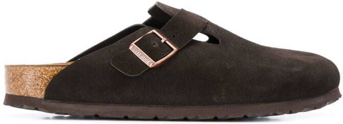 Birkenstock Boston suède klompen Bruin