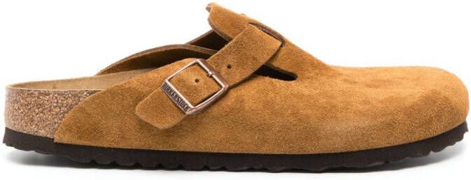 Birkenstock Boston suède muiltjes Bruin