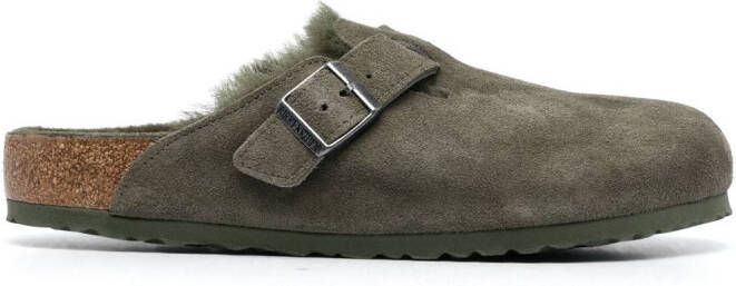 Birkenstock Boston suède slippers Groen
