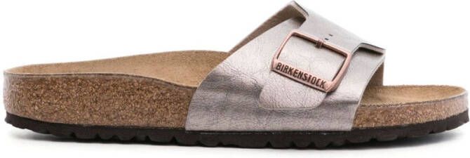 Birkenstock Catalina metallic leren sandalen Goud