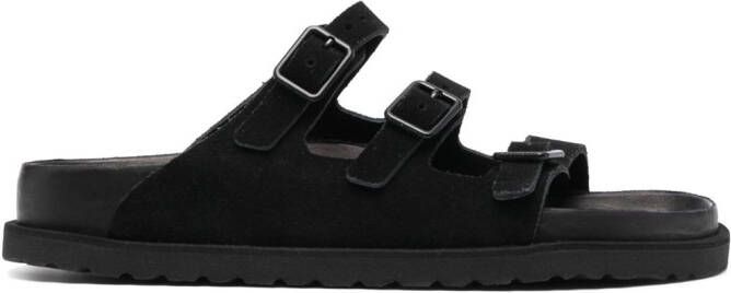 Birkenstock Florida slippers met gesp Zwart