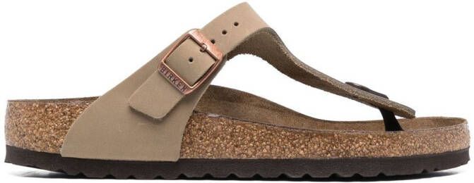 Birkenstock Gizeh sandalen met gesp Bruin