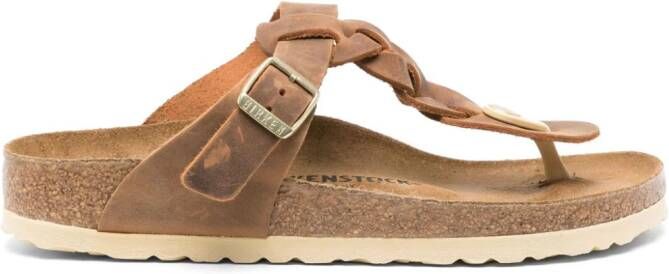 Birkenstock Gizeh gevlochten suède slippers Bruin
