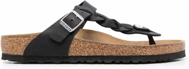 Birkenstock Gizeh leren sandalen Zwart