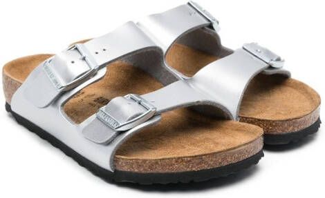 Birkenstock Kids Arizona sandalen met metallic-effect Grijs