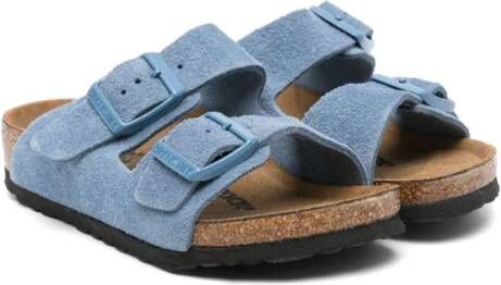 Birkenstock Kids Arizona suède sandalen Blauw