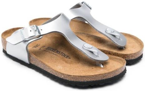 Birkenstock Kids Gizeh sandalen met metallic-effect Grijs