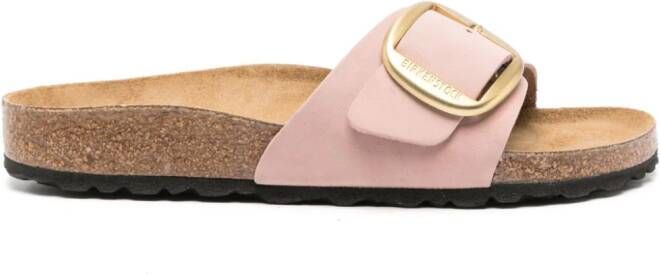 Birkenstock Madrid Big Buckle suède slippers met gesp Roze