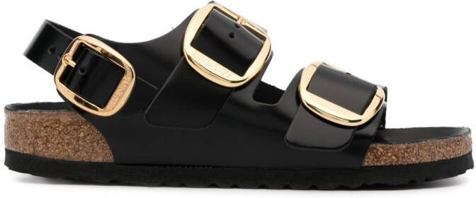 Birkenstock Milano leren sandalen Zwart