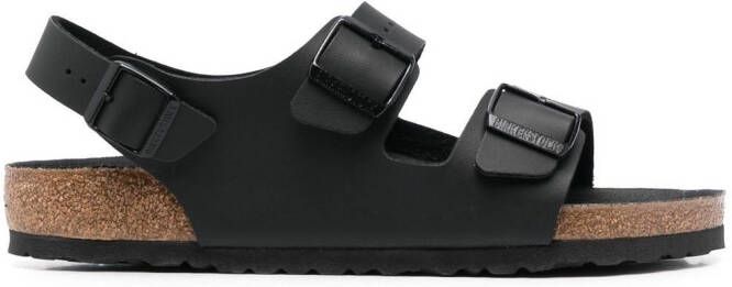 Birkenstock Milano leren sandalen Zwart